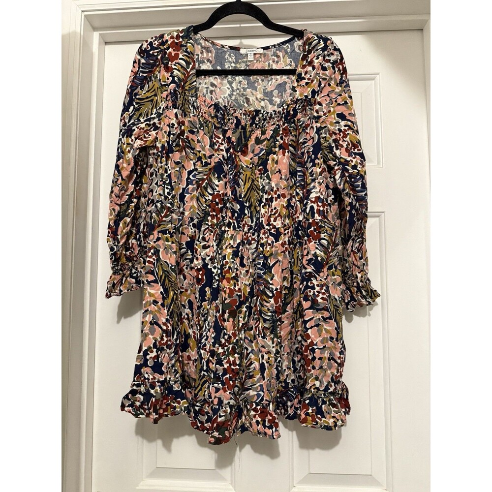 Jodifl Baby Doll Rayon Dress Abstract Vibrant Print Size S Boho Chic